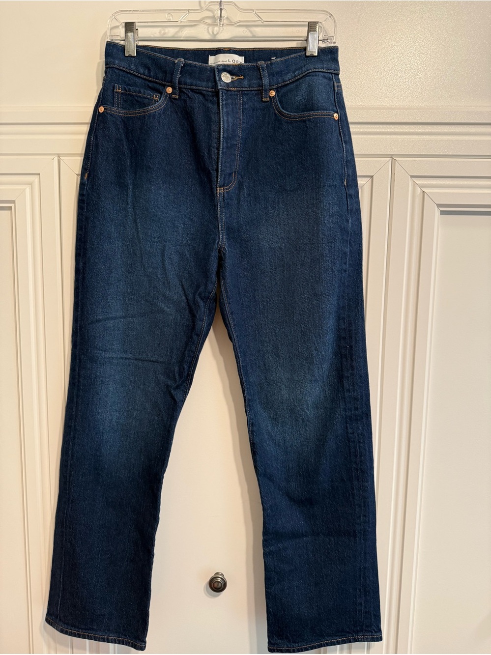 LOFT Women's Baggy Cropped Jeans in Dark Indigo